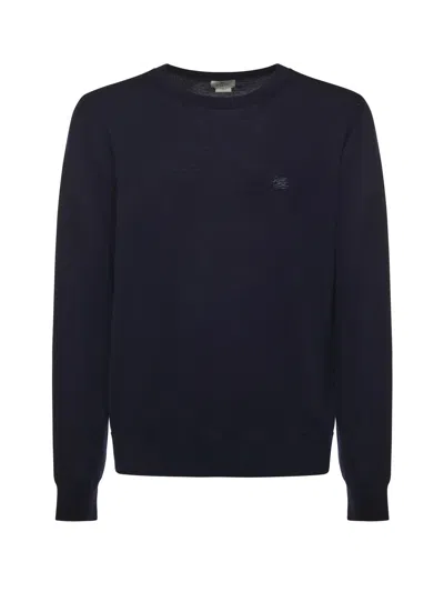 ETRO ETRO WOOL SWEATER WITH EMBROIDERED LOGO