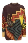 Etro Geometric-print Wool Jumper In Bordeaux