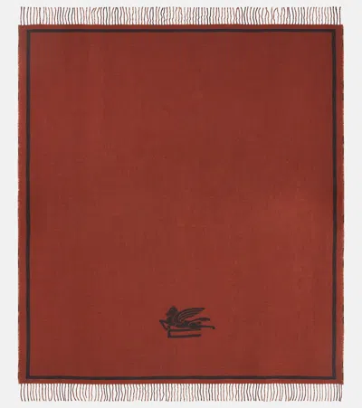 Etro Wool Throw In Burgundy
