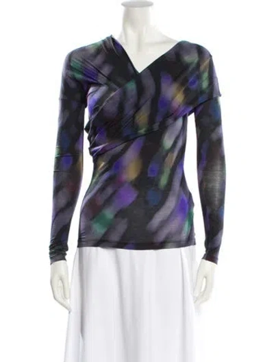 Pre-owned Etro Wool Tie-dye Print Blouse In Black