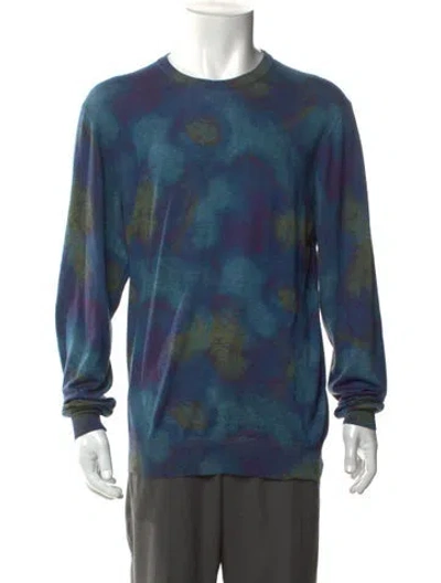 Pre-owned Etro Wool Tie-dye Print Pullover In Blue