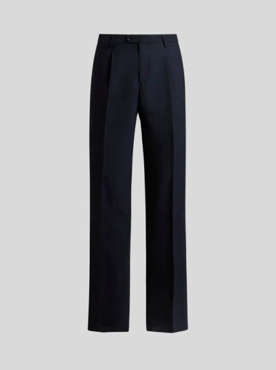 Etro , Wool Trousers, Man, Blue, Size 58