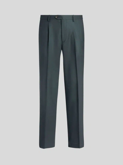 Etro Tailored Wool Trousers In Green