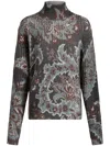 Etro Grey Floral Print Knitted Wool Sweater