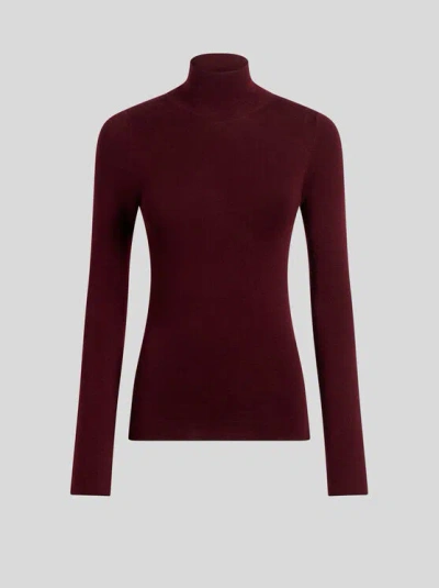 ETRO , WOOL TURTLENECK SWEATER, WOMAN, BURGUNDY, SIZE 40