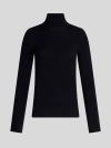 Etro Wool Knit Turtleneck Sweater In Navy Blue