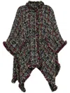 Etro Tweed Wool-blend Cape In Multicolour