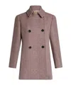 Etro Herringbone-pattern Double-breasted Coat In Brown