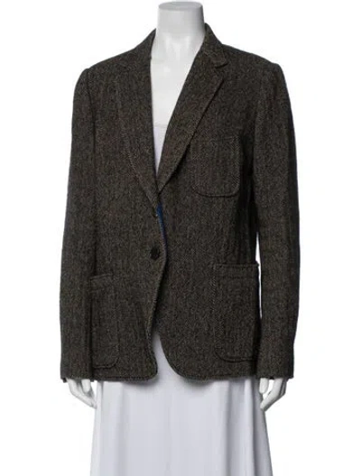Pre-owned Etro Wool Tweed Pattern Blazer In Black
