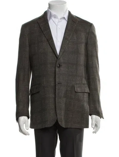 Pre-owned Etro Wool Tweed Pattern Blazer In Green