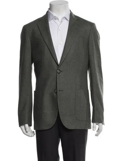 Pre-owned Etro Wool Tweed Pattern Blazer In Green
