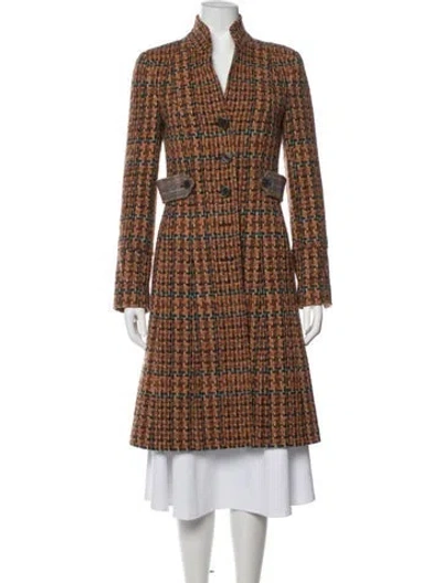 Pre-owned Etro Wool Tweed Pattern Coat In Orange