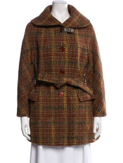 Pre-owned Etro Wool Tweed Pattern Jacket In Brown