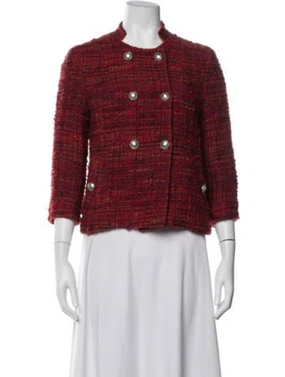 Pre-owned Etro Wool Tweed Pattern Jacket In Red