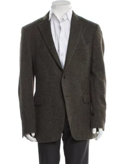 Pre-owned Etro Wool Tweed Pattern Peacoat In Green