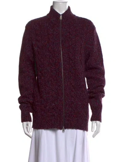 Pre-owned Etro Wool Tweed Pattern Sweater In Burgundy