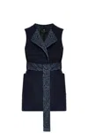 Etro Waist Belt Sleeveless Jacket Front Pockets In Blue
