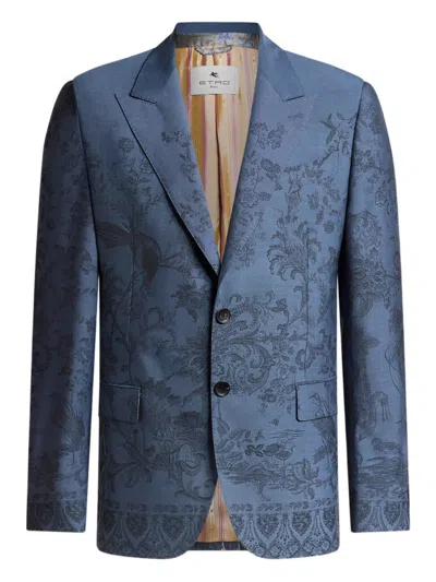 Etro Wool Viscose Milano Peak Jacket In Black