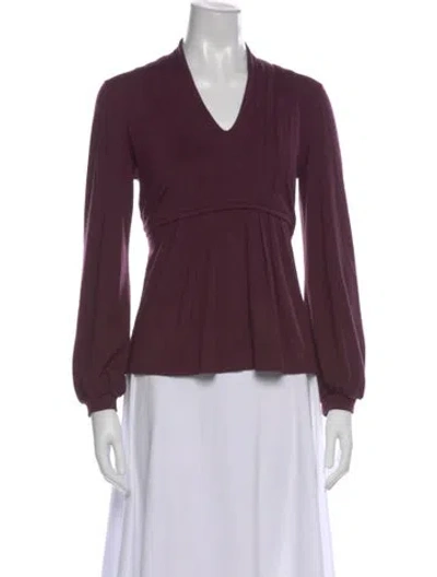 Pre-owned Etro Wool V-neck Blouse In Burgundy