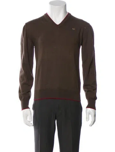 Pre-owned Etro Wool V-neck Pullover In Brown