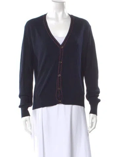 Pre-owned Etro Wool V-neck Sweater In Blue