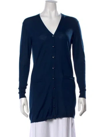 Pre-owned Etro Wool V-neck Sweater In Blue