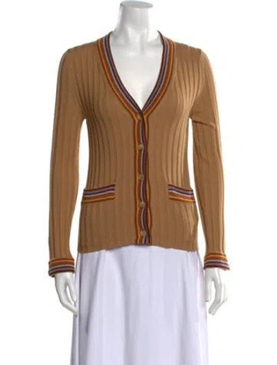 Pre-owned Etro Wool V-neck Sweater In Brown