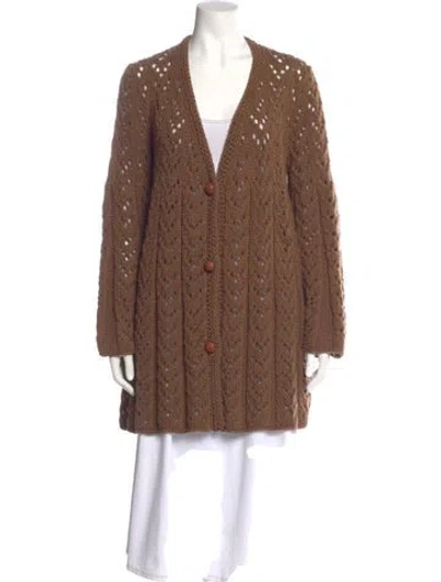Pre-owned Etro Wool V-neck Sweater In Brown