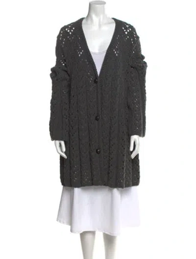 Pre-owned Etro Wool V-neck Sweater In Gray