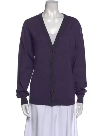 Pre-owned Etro Wool V-neck Sweater In Purple