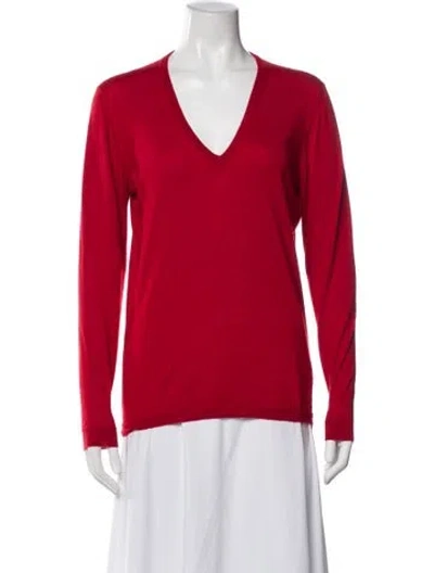 Pre-owned Etro Wool V-neck Sweater In Red