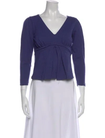 Pre-owned Etro Wool V-neck Top In Purple