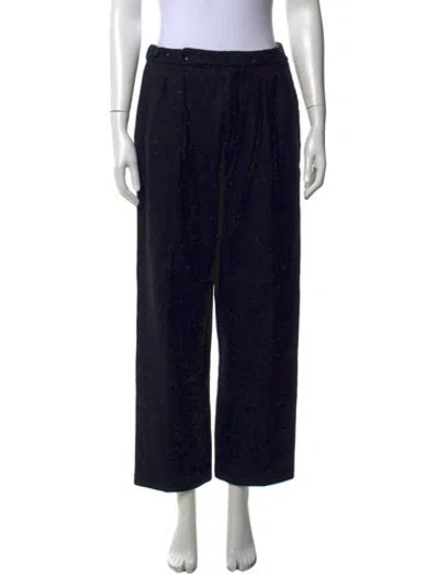 Pre-owned Etro Wool Wide Leg Pants In Black