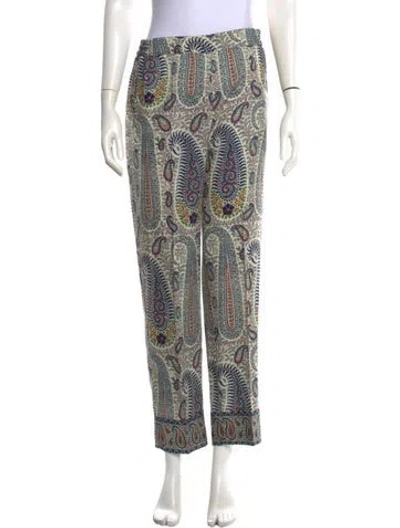 Pre-owned Etro Wool Wide Leg Pants In Blue/neutrals