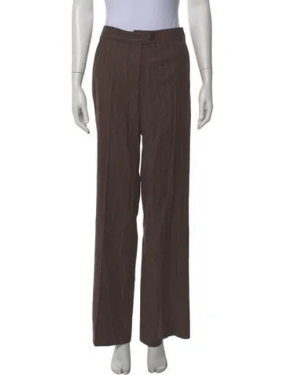 Pre-owned Etro Wool Wide Leg Pants In Brown