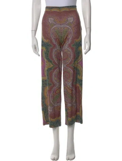 Pre-owned Etro Wool Wide Leg Pants In Brown