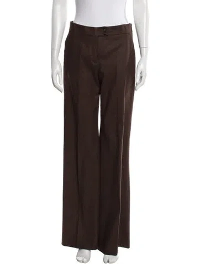 Pre-owned Etro Wool Wide Leg Pants In Brown
