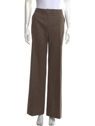 Pre-owned Etro Wool Wide Leg Pants In Brown