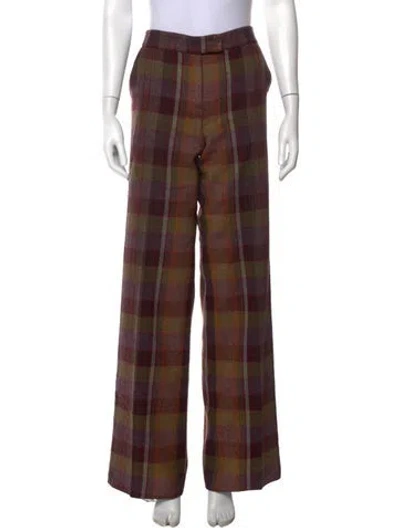 Pre-owned Etro Wool Wide Leg Pants In Brown