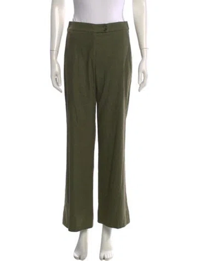 Pre-owned Etro Wool Wide Leg Pants In Green