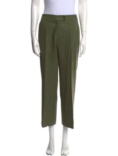 Pre-owned Etro Wool Wide Leg Pants In Green