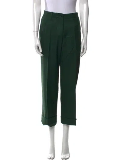 Pre-owned Etro Wool Wide Leg Pants In Green