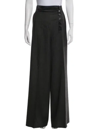 Pre-owned Etro Wool Wide Leg Pants In Green