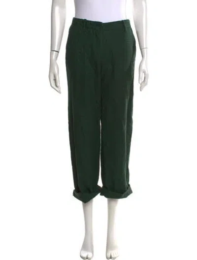 Pre-owned Etro Wool Wide Leg Pants In Green
