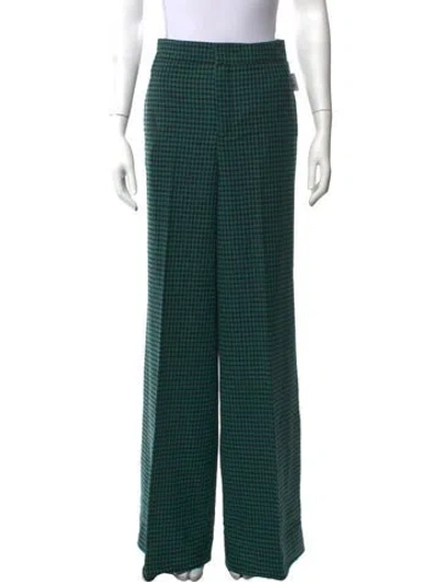 Pre-owned Etro Wool Wide Leg Pants In Green