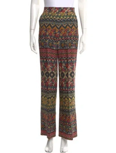 Pre-owned Etro Wool Wide Leg Pants In Neutral