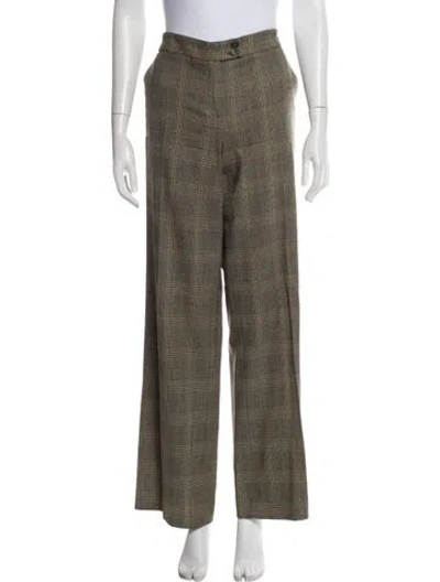 Pre-owned Etro Wool Wide Leg Pants In Neutral