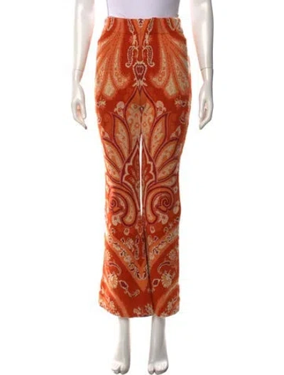 Pre-owned Etro Wool Wide Leg Pants In Orange
