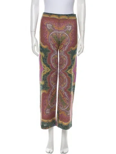 Pre-owned Etro Wool Wide Leg Pants In Pink