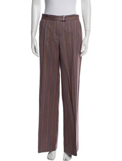Pre-owned Etro Wool Wide Leg Pants In Purple